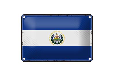 Blechschild Flagge El Salvadors 18x12 cm Retro El Salvador Deko Schild