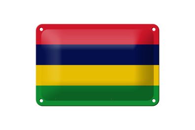 Blechschild Flagge Mauritius 18x12 cm Flag of Mauritius Deko Schild