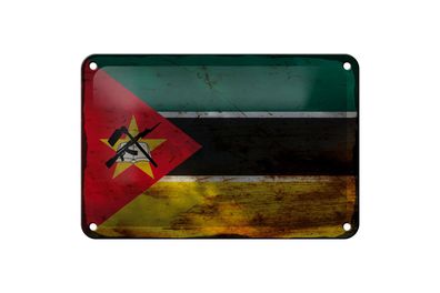Blechschild Flagge Mosambik 18x12 cm Flag Mozambique Rost Deko Schild