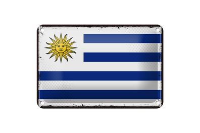 Blechschild Flagge Uruguays 18x12 cm Retro Flag of Uruguay Deko Schild