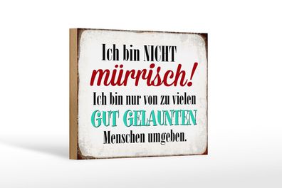 Holzschild Spruch 18x12 cm ich bin nicht mürrisch bin nur Deko Schild