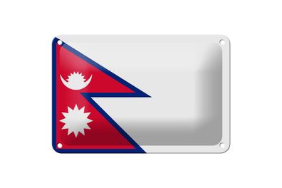 Blechschild Flagge Nepals 18x12 cm Flag of Nepal Deko Schild