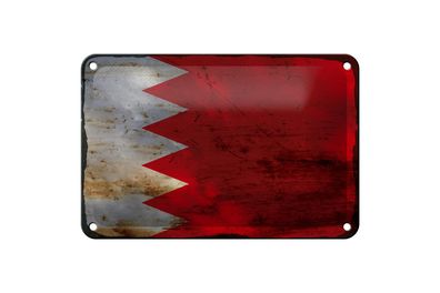 Blechschild Flagge Bahrain 18x12 cm Flag of Bahrain Rost Deko Schild