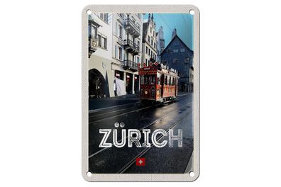 Blechschild Reise 12x18 cm Zürich Schweiz Jelmoli Straßenbahn Schild