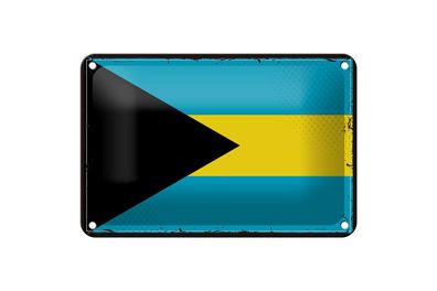 Blechschild Flagge Bahamas 18x12 cm Retro Flag of Bahamas Deko Schild