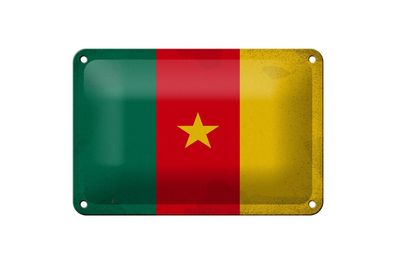Blechschild Flagge Kamerun 18x12cm Flag of Cameroon Vintage Deko Schild
