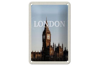 Blechschild Reise 12x18cm London UK Big Ben Glocke Geschenk Deko Schild