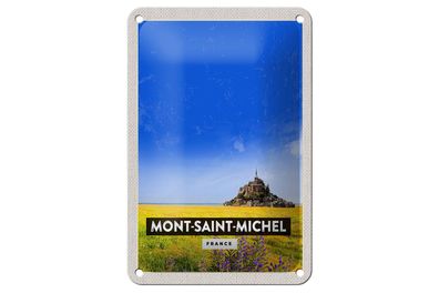 Blechschild Reise 12x18 cm Mont-Saint-Michel France Kathedrale Schild