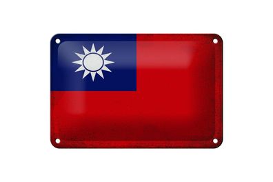 Blechschild Flagge China 18x12 cm Flag of Taiwan Vintage Deko Schild