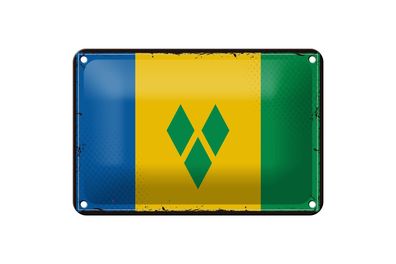 Blechschild Flagge Saint Vincent Grenadinen 18x12 cm Retro Deko Schild