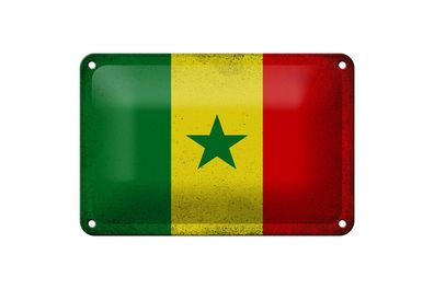 Blechschild Flagge Senegal 18x12 cm Flag of Senegal Vintage Deko Schild