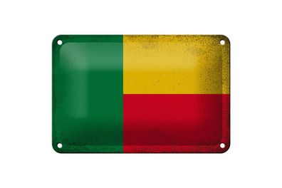 Blechschild Flagge Benin 18x12 cm Flag of Benin Vintage Deko Schild