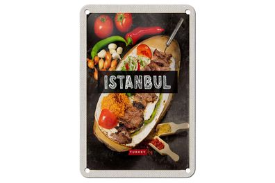 Blechschild Reise 12x18 cm Istanbul Turkey Kebab Fleisch Steak Schild