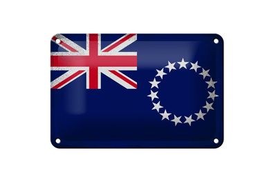 Blechschild Flagge Cookinseln 18x12 cm Cook Islands Vintage Deko Schild