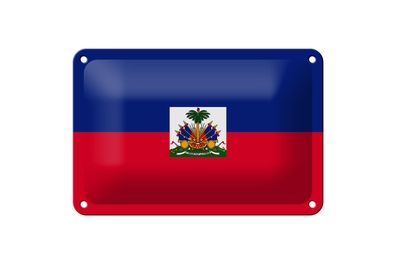 Blechschild Flagge Haitis 18x12 cm Flag of Haiti Deko Schild