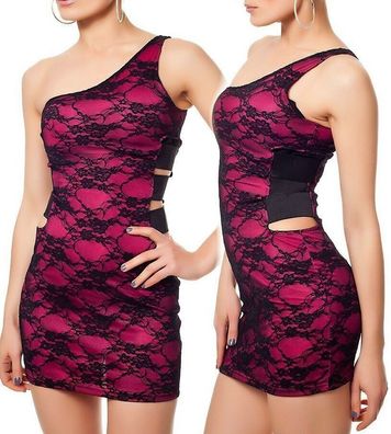 SeXy Miss 1Träger Mini Kleid Party Dress Spitze S/ M 34/36 M/ L 36/38 schwarz pink