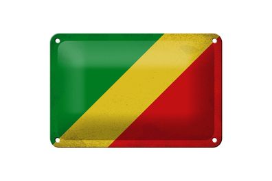 Blechschild Flagge Kongo 18x12 cm Flag of the Congo Vintage Deko Schild