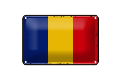 Blechschild Flagge Rumäniens 18x12 cm Retro Flag of Romania Deko Schild