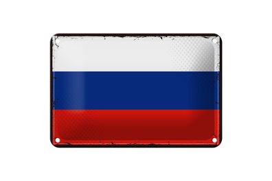 Blechschild Flagge Russlands 18x12 cm Retro Flag of Russia Deko Schild