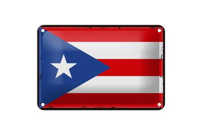 Blechschild Flagge Puerto Ricos 18x12 cm Retro Puerto Rico Deko Schild