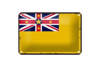 Blechschild Flagge Niues 18x12 cm Retro Flag of Niue Deko Schild