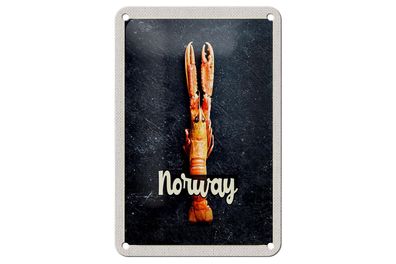 Blechschild Reise 12x18 cm Norwegen Fischgerichte Krabben Urlaub Schild