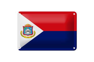Blechschild Flagge Sint Maartens 18x12 cm Flag Sint Maarten Deko Schild