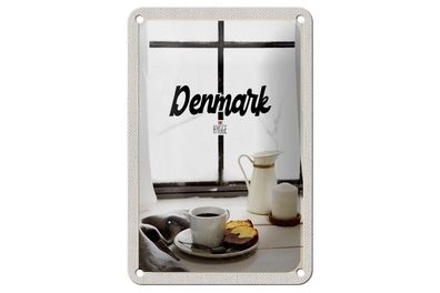 Blechschild Reise 12x18 cm Dänemark Kaffee und Kuchen Fenster Schild