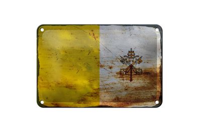 Blechschild Flagge Vatikanstadt 18x12 cm Vatican City Rost Deko Schild