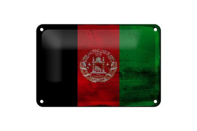 Blechschild Flagge Afghanistan 18x12 cm Afghanistan Rost Deko Schild