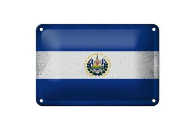 Blechschild Flagge El Salvador 18x12 cm El Salvador Vintage Deko Schild