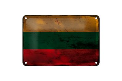 Blechschild Flagge Litauen 18x12 cm Flag of Lithuania Rost Deko Schild