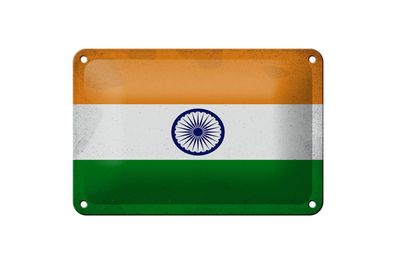 Blechschild Flagge Indien 18x12 cm Flag of India Vintage Deko Schild
