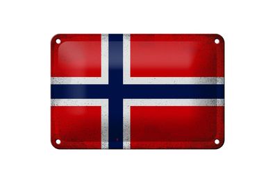 Blechschild Flagge Norwegen 18x12 cm Flag Norway Vintage Deko Schild