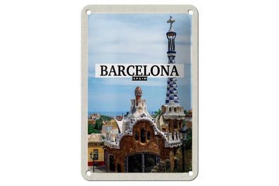 Blechschild Reise 12x18 cm Barcelona Spain Urlaubsort Meer Deko Schild