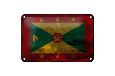 Blechschild Flagge Grenada 18x12 cm Flag of Grenada Rost Deko Schild