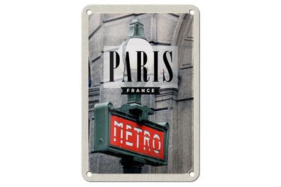 Blechschild Reise 12x18 cm Paris France Metro Reiseziel Deko Schild