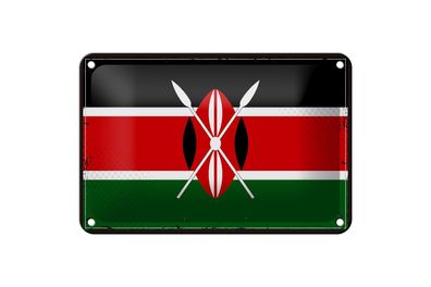 Blechschild Flagge Kenias 18x12 cm Retro Flag of Kenya Deko Schild