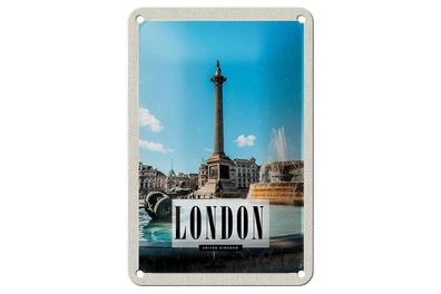 Blechschild Reise 12x18 cm London UK Brunnen Trafalgar Square Schild
