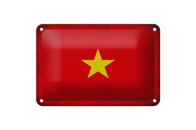 Blechschild Flagge Vietnam 18x12 cm Flag of Vietnam Vintage Deko Schild