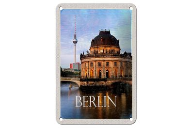 Blechschild Reise 12x18 cm Berlin Deutschland Porträt Fluss Schild