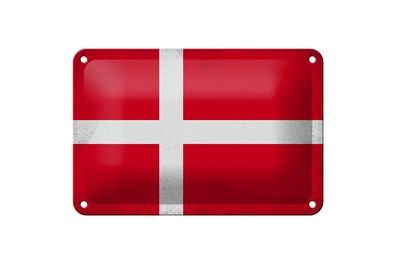 Blechschild Flagge Dänemark 18x12cm Flag of Denmark Vintage Deko Schild