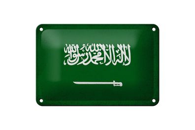 Blechschild Flagge Saudi-Arabien 18x12 cm Arabia Vintage Deko Schild