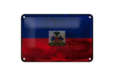 Blechschild Flagge Haiti 18x12 cm Flag of Haiti Rost Deko Schild