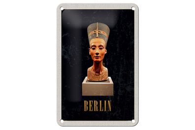 Blechschild Reise 12x18 cm Berlin DE Museum Nefertiti Bust Schild