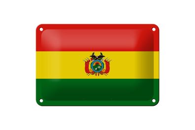 Blechschild Flagge Boliviens 18x12 cm Flag of Bolivia Deko Schild