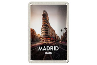 Blechschild Reise 12x18 cm Madrid Die Calle Gran Vía Shopping Schild