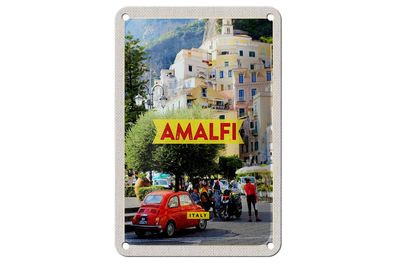 Blechschild Reise 12x18cm Amalfi Italy Urlaub Ferien Metall Deko Schild