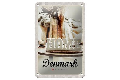 Blechschild Reise 12x18 cm Dänemark Wohnung Dekoration weiß Home Schild
