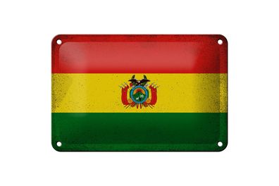 Blechschild Flagge Bolivien 18x12cm Flag of Bolivia Vintage Deko Schild